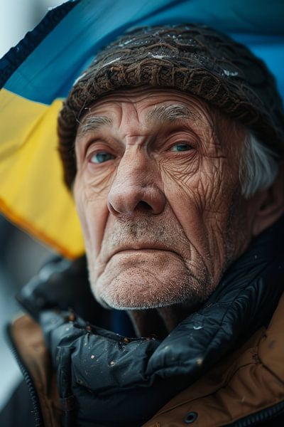 AI-Porträt mit Farben der ukrainischen Flagge von Egon Zitter