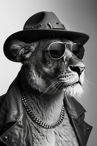 Un lion élégant habillé