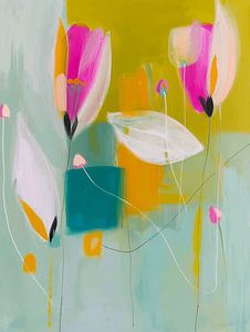 Bunte abstrakte Blumen in Pastellfarben