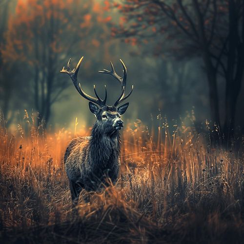 Hert in de stilte van het woud