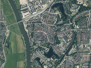 Luchtfoto van het centrum van Zutphen
