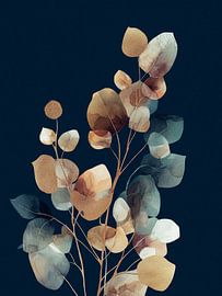 Elegante Blätter in Nachtblau