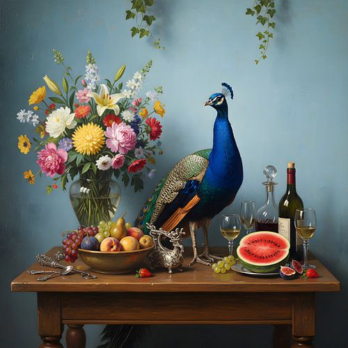 Le fier paon au banquet royal