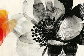 Abstract, zwart-wit met kleur, bloemen -2 van Joriali Abstract