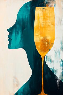 Golden dreams in a glassSilhouette of indulgenceShimmering el by Poster Art Shop