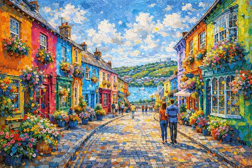 Kinsale in Ierland, een impressionistisch schilderij.