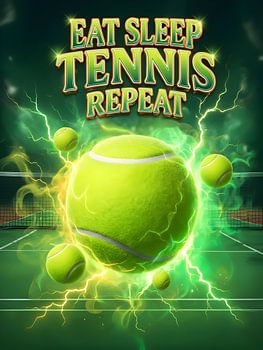 Eat Sleep Tennis Repeat Energetic Retro Bootleg Wall Art