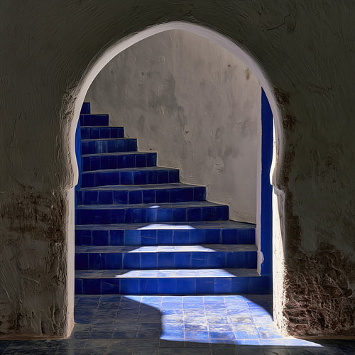 Griechische Gasse, Treppe, weiß-blau