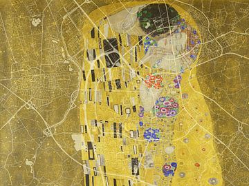Kaart van Almelo met de Kus van Gustav Klimt van Map Art Studio