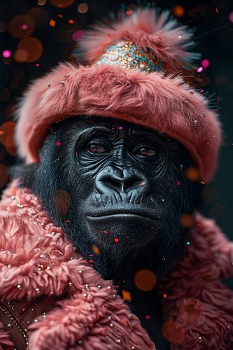 Grappig aapje viert jaren 60 verjaardag in discostijl