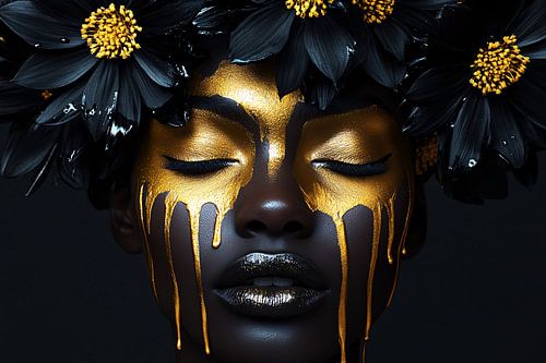 Afrikaanse vrouw met gouden kunst