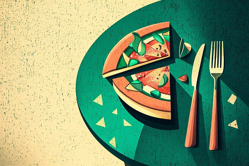 Minimalist pizza art design by Imperial Art House