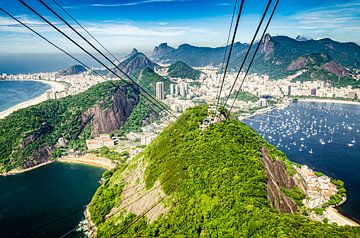 View from sugar loaf on hill landscape of Rio de Janeiro Brazil by Dieter Walther
