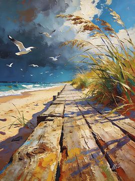 Gulls Over a Quiet Shore – Paysage marin sur Mellow Art