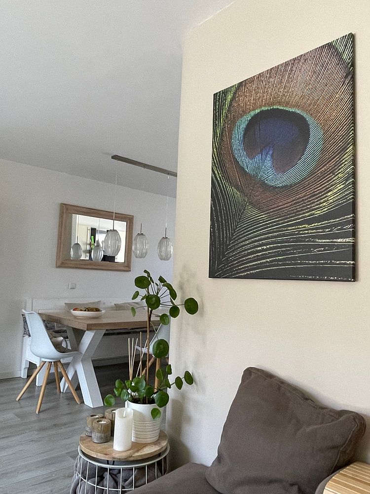 Chic hotel: Peacock feather in the light (vertical)  by Marjolijn van den Berg 