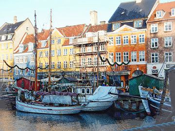 Activity on Nyhavn Harbour Copenhagen Denmark by Dorothy Berry-Lound