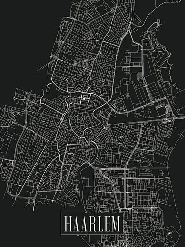 Stadskaart Haarlem - Stad - Donkere variant - Noord-Holland Plattegrond