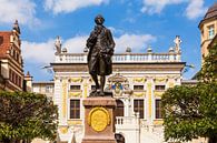 Naschmarkt met het Goethe-monument in Leipzig van Werner Dieterich thumbnail