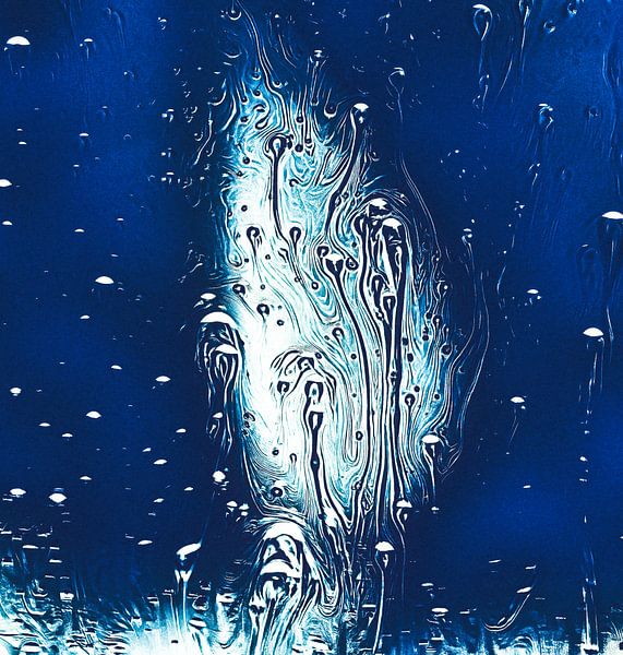 Bleu abstrait, photographie de savon. par Huub de Bresser