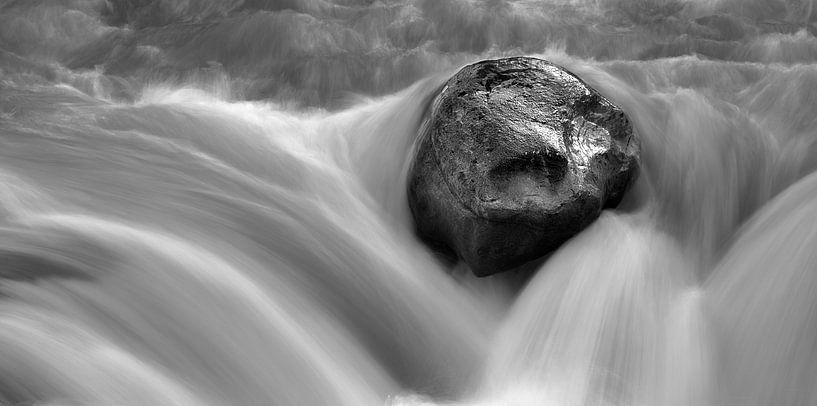 Sunwapta Falls in Black and White, Jasper National Park, Canada by Henk Meijer Photography