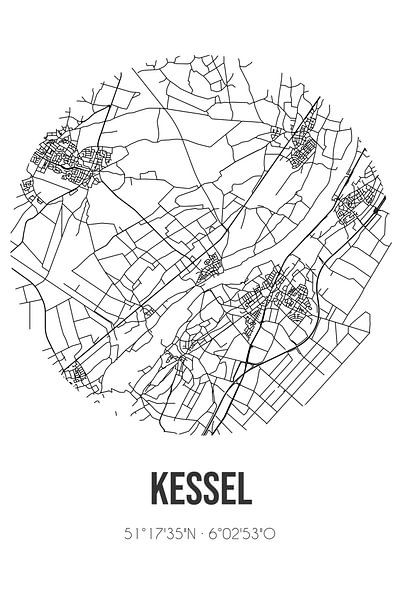 Kessel (Limburg) | Map | Black and white by Prints of Place
