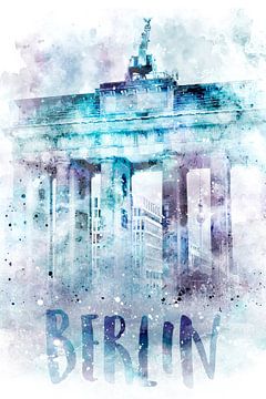 Art moderne BERLIN Brandenburger Tor | Aquarelle sur Melanie Viola