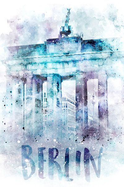Moderne Kunst BERLIN Brandenburger Tor | Aquarell von Melanie Viola