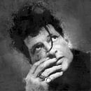 Olieverf portret van Herman Brood (zwart wit) van Bert Hooijer thumbnail