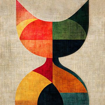 Abstracte kat in warme kleuren van Lauri Creates