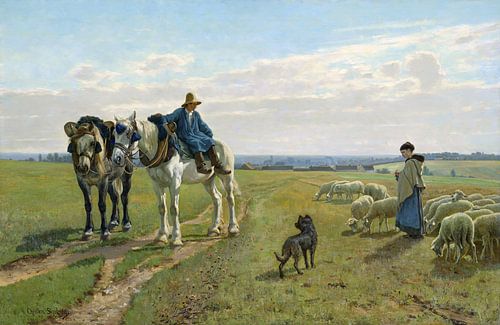 Christian Skredsvig,Oktoberochtend bij Grez, kuddeweide