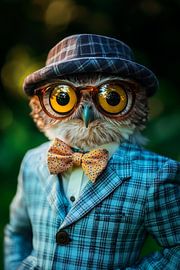 Hibou en costume avec lunettes et chapeau sur Poster Art Shop
