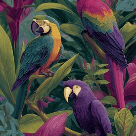 Perroquets exotiques dans la jungle sur Pixelbull Design