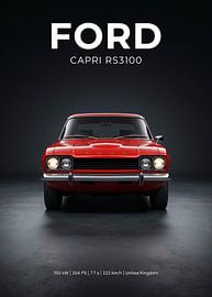 Vue de face d'une voiture de sport Ford Capri RS3100 rouge classique sur Cross
