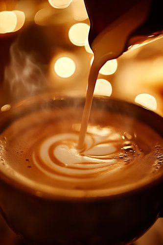 Kunstige melkdecoratie in koffie