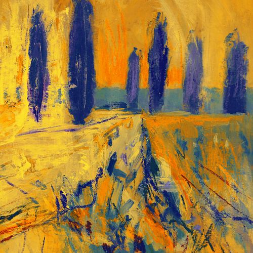 Populieren in geel en blauw van Nop Briex