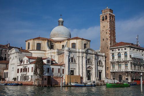 Old buildings and church by the canal in the old centre of Venice, Italy