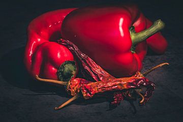 3 soorten rode pepers. van Robby's fotografie