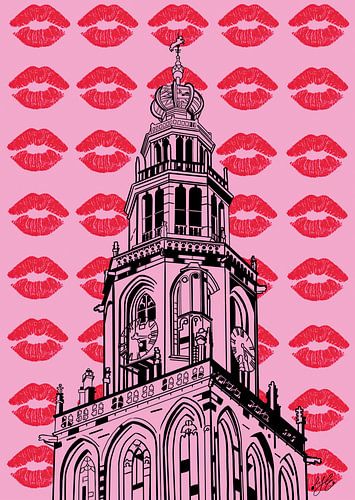 Top Martinitoren Groningen met kusafdrukken