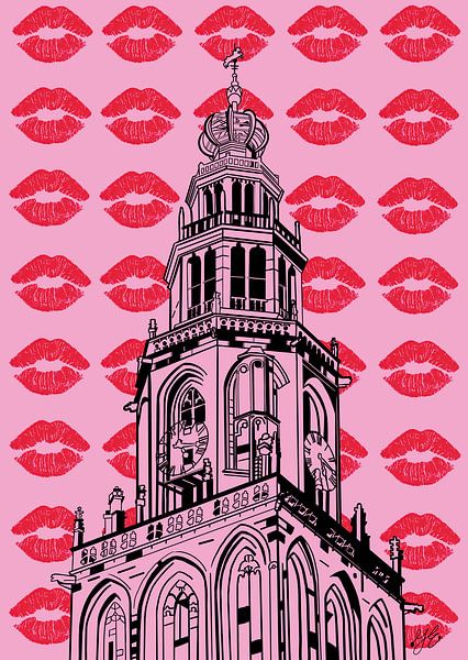 Oben auf Martinitoren Groningen mit Kissing Prints von Janet Edens