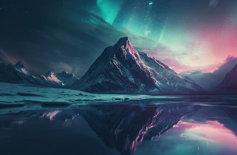 Noors noorderlicht schijnt van fernlichtsicht