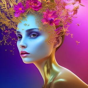 Jardin d'Eden IV - Innocence avec couronne - impression d'art en conception numérique sur Lily van Riemsdijk - Art Prints with Color