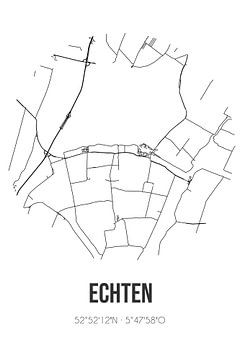 Echten (Friesland) | Karte | Schwarz und weiß von Rezona