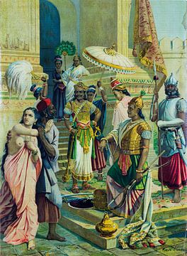 Ravi Verma, Der Sieg des Indrajit - ca. 1910 von Atelier Liesjes
