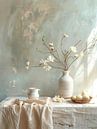 Minimalist still life with Magnolia in white, Japandi style by Japandi Art Studio thumbnail