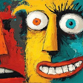 Drei Gesichter | Bunte Ausdrucksformen von ARTEO Gemälde