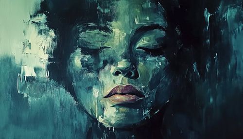 Abstracte vrouw gezicht emotie panorama