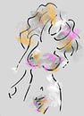 Abstrakte Arbeit - nackte Frau in Lineart von Emiel de Lange Miniaturansicht