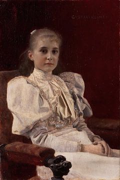 Gustav Klimt - Zittend jong meisje (1894) van Peter Balan