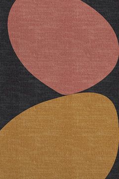 Moderne abstracte geometrische organische retrovormen in aardetinten: geel, grijs, roze van Dina Dankers
