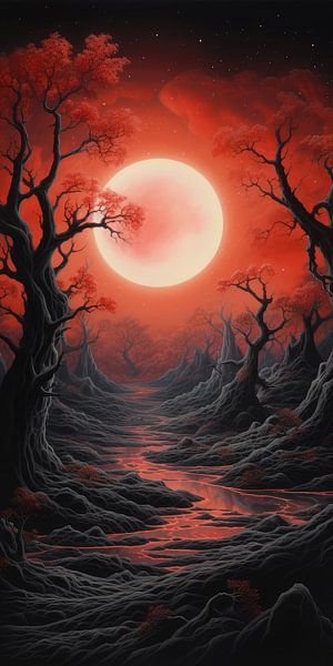 Digital erschaffener bizarrer surrealer Planet von Art Bizarre
